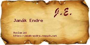 Janák Endre névjegykártya